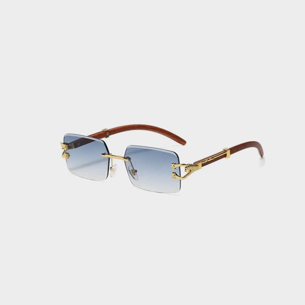 عینک آفتابی کلاسیک وینتیج بدون حاشیه چهارگوش سر پلنگی